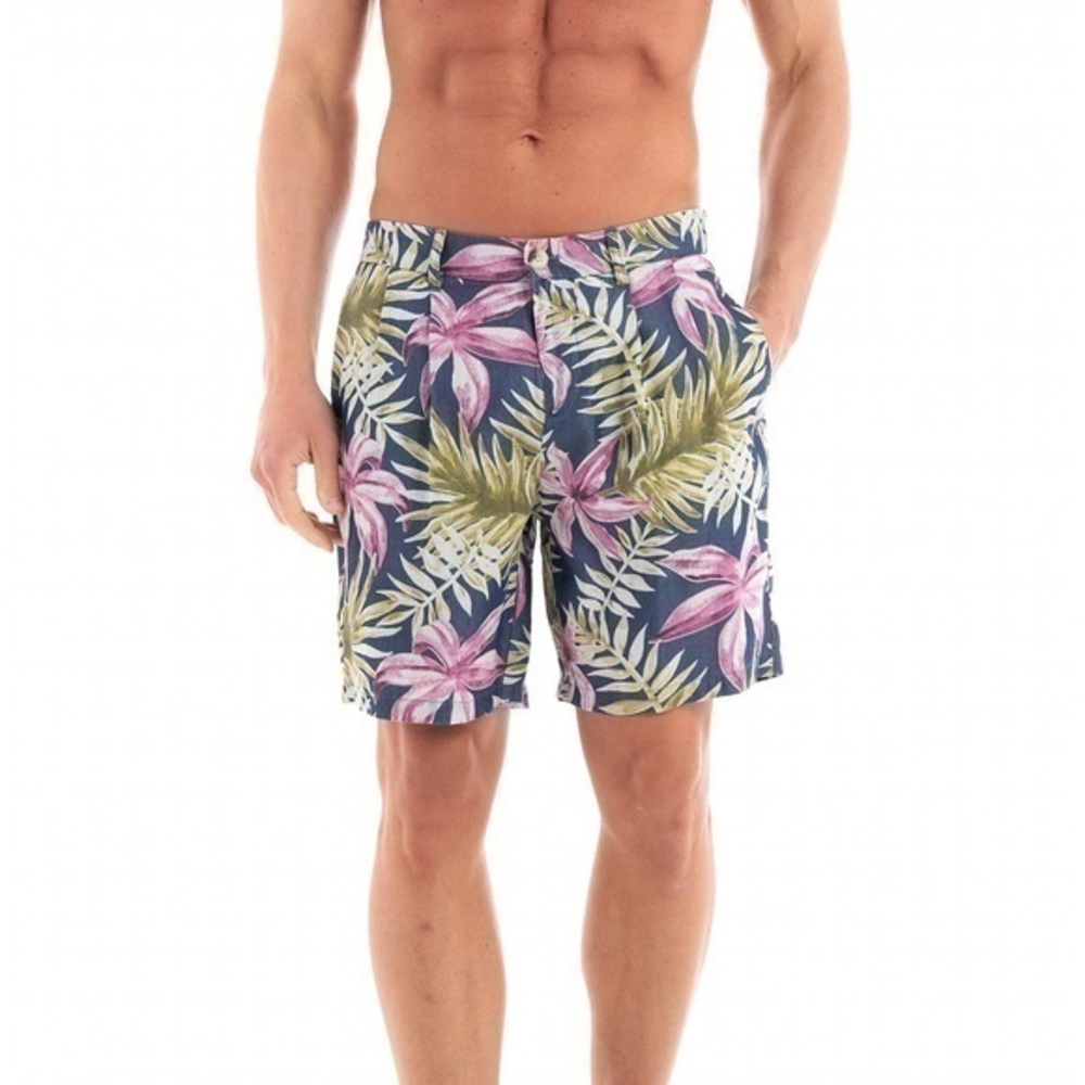 Scotch & Soda Twilt Loose Fit Tropical Floral Print Pleated Twill Shorts 32 New